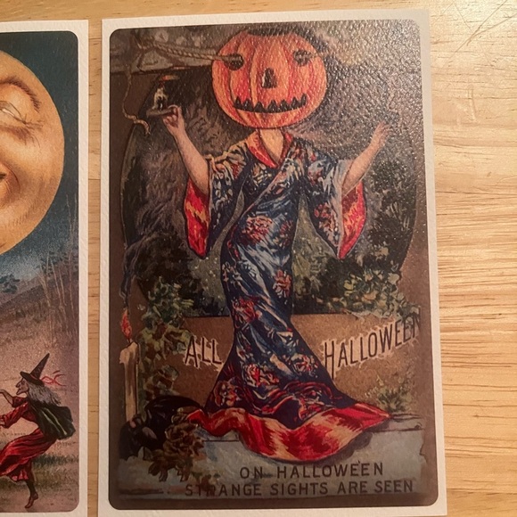 Vintage style Halloween Postcards with Moon and Pumpkin NWOT - Picture 4 of 7